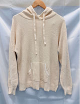 Margaret O'Leary Cream Waffle‎ Organic Cotton Hooded Sweater Fall Warm Lounge Photo 0