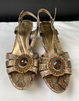 Anne Klein Women's Gold Shoes/Sandal/Wedge Heel 3.25" Size 7.5 SKU 3500 Photo 0
