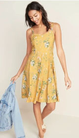 NWT Old Navy Smock Cami Sundress Mini Ruffle Hem Yellow Floral Summer Size XS Photo 0
