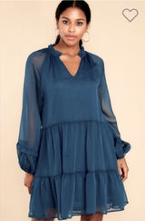 Red Dress Boutique Teal Tiered Mini Dress Photo 0