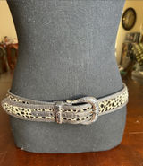 Vintage Brighton Pony hair Leopard print Belt w/Decorative Buckle - Brown Photo 0