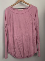 Free People XS Snowy Thermal Oversized Tunic Light Pink Relaxed Lounge Preppy Photo 0