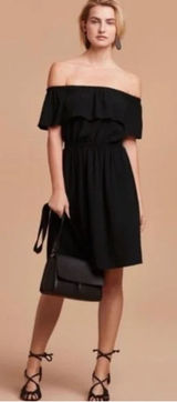 Aritzia‎ Wilfred Hosta Off the Shoulder Ruffle Dress Black Size Small Photo 0
