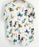 Disney Shirt Womens All Over Print Mickey Mouse 100 Year Collectors‎ Large White Photo 0