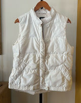 J. Crew Women’s Down Fill Puffer Vest Full Zip Buttons‎ White Style 70453 Size L Photo 0