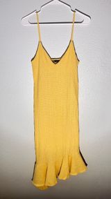 ZARA Yellow Textured Knit Ruffle Hem Midi Dress - Size M Photo 0