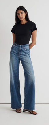 Madewell Superwide Leg Jeans High Rise Blue Denim Size 28 Photo 0