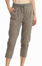 James Perse Utility Pant Large Green Cropped Drawstring Waist Casual Relaxed Fit Photo 0