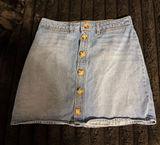 Harper Light Blue Denim Button-Front Mini Skirt Photo 0