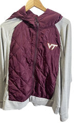 Colosseum Womens Quilted Zip Hoodie Jacket XX-Large Virgina Tech Burgundy/Gray Photo 0