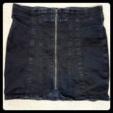 We The Free Y2K Edgy Festival Grunge Inspired Zip Front Black Denim Mini Skirt Photo 0
