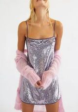 Free People Time To Shine Sequins Mini Slip Dress Lavender Women's Size S / P Photo 0