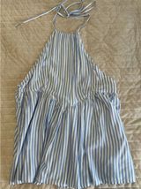 Blue and White Striped Halter Sundress Photo 0