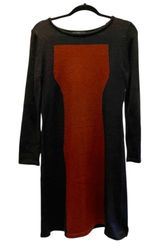 Ronni‎ Nicole Womens Black Maroon Colorblock Knit Long Sleeve Sweater Dress M Photo 0