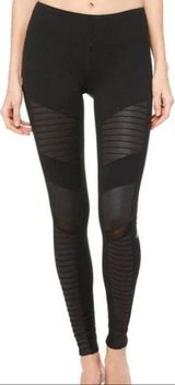 Alo Yoga High Waist Moto Sport Leggings Performance Mesh Panels Black XXS Photo 0