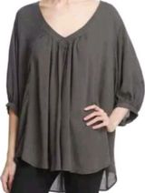 Free People Catch Me If You Can Top Peasant Blouse Loose Dolman Sleeve Gray M Photo 0