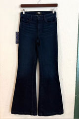 Paige Womens Jeans Denim Dark Wash Genevieve Modern High Rise Flare Size 27 Photo 0