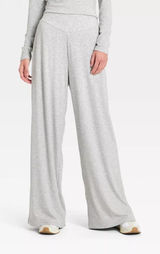 All in Motion Lounge Pants Womens XS Gray Wide Leg Ribbed High Waist Modal Soft Photo 0