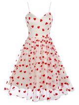 Queen of Hearts White Tulle Dress Red Velvet Heart Tulle Overlay Whimsical Photo 0