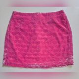Cupcakes and Cashmere Pink Heart Velvet & Mesh Lined Skirt Size 8 Photo 0