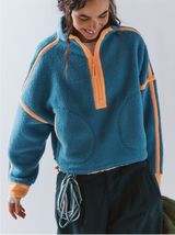 Free People FP Movement Mountain High Colorblock Half-Zip Fleece Celestial Blue Photo 0