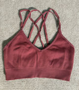 Aerie Rose Seamless Ribbed V-neck Strappy Cozy Loungewear Bralette Size Small Photo 0
