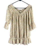 Free People Yellow Floral Wide Neck Embroidered Boho Blouse Women Sz XS Photo 0