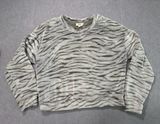 Hippie Rose Sweatshirt Size M Gray Zebra Print Fuzzy Fleece Photo 0