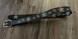 Y2K Women's Black Leather Belt with Embroidered Flowers Boho Photo 0
