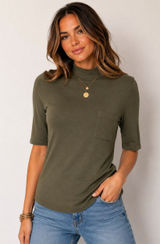Articles of Society‎ S Military Green Mock Neck Pocket Top Minimalist Travel NWT Photo 0