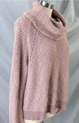 Free People By Your Side Mauve Chunky Cowl Neck Oversized Sweater Small Photo 0