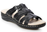 Croft & Barrow | Ortholite Black Leather Strappy Slide Sandals Fugue Sandals, 6 Photo 0