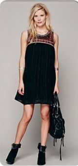Free People Aztec Embroidered Beaded Swing Dress Open Back $168 2 Photo 0