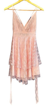 SBerto‎ Lace Tiered Babydoll Mini Dress Fairy Ethereal Women's Small Y2K Ballet Photo 0