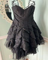 CAMILLE LA VIE Black short puff‎ y toille sequin prom dress formal 10 Photo 0