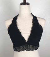 ‎PINK Victoria’s Secret black lace halter bralette L Photo 0