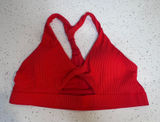 Baltic Born Red Ribbed Twist Front Racerback Sports Bra Size Small S Photo 0