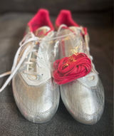 Adidas F10 TRX FG W women's soccer cleats in the silver and pink colorway Photo 0