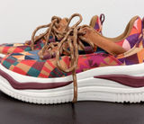 Farm Rio Graphics Scarves Platform Geometric Lace Up Sneakers 6.5 Brown Purple Photo 0