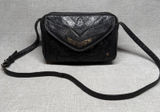 Vintage Black Faux Reptile Leather Crossbody Bag Small Western Boho‎ Y2K Photo 0