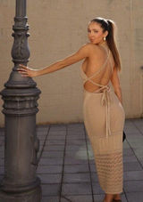 Significant Other Abby Knit Dress in Biscuit 4 Womens Bodycon Midi Cocktail Photo 0