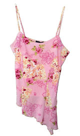 Y2K Wet Seal Pink Floral Tank Top Asymmetrical Lettuce Hem Fairy Mesh Medium Photo 0