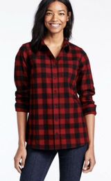 LL Bean Red Buffalo Check Plaid Cotton Flannel Shirt Relaxed Fit Pocket Size XL Photo 0