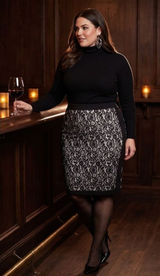 Worthington Black Lace Overlay Pencil Skirt NWT Career Evening Plus Size 16 Photo 0