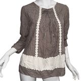 💖 Kim Rogers Cottage Peasant Style Gingham Blouse with Neck Tie Detail‎ Photo 0