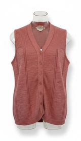 Vintage Azure Vest Womens Button Up Sleeveless Knit Top Pink‎ Casual Grandma Photo 0