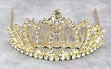 Gold Rhinestone Crown Tiara Clip Hair Bridal Accessories Fashion‎ Jewlery JB2-9 Photo 0