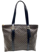 Celine Macadam Triomphe Tote Bag Brown Black Canvas Leather Italy Vintage EUC Photo 0