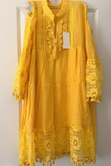 & Other Stories Yellow Lace-Trim Cold-Shoulder Maxi Dress Photo 0
