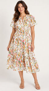 NWT Nanette Lepore Studios Floral Smocked Midi Dress Size Small Photo 0
